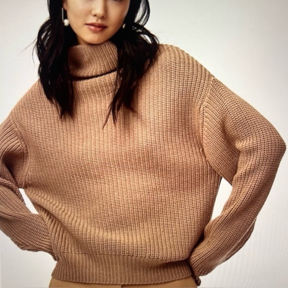 Wilfred Montpellier Relaxed Turtleneck Sweater in Camel (Size M)